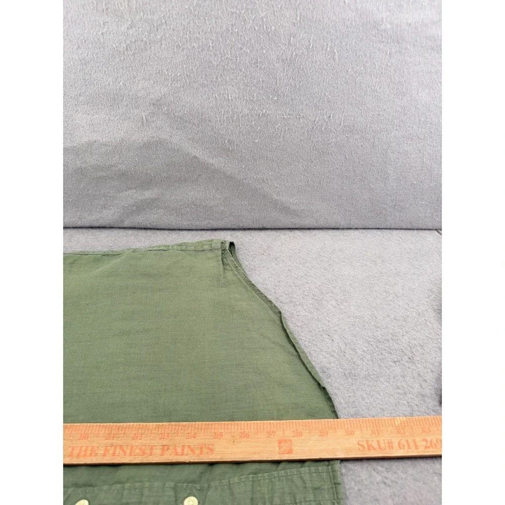 J Crew Shirt Mens XL Green Classic Linen Blend Button Down Coastal Minimalist